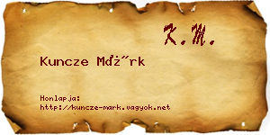 Kuncze Márk névjegykártya